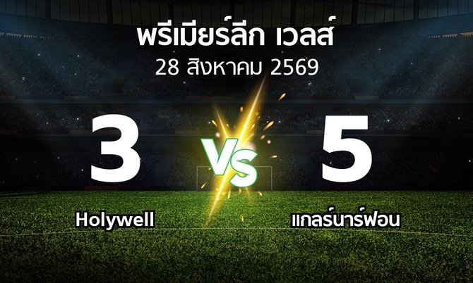 ผลบอล : Holywell vs แกลร์นาร์ฟอน (พรีเมียร์ลีก-เวลส์ 2026-2027)