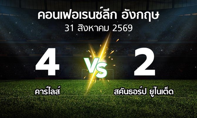 ผลบอล : คาร์ไลส์ vs สคันธอร์ป ยูไนเต็ด (คอนเฟอเรนซ์ลีก อังกฤษ 2026-2027)