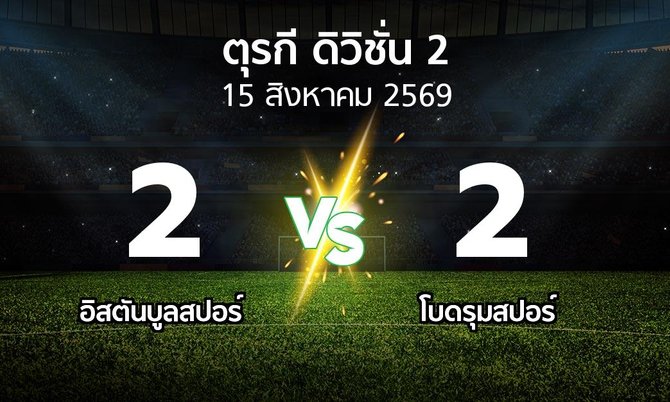 ผลบอล : อิสตันบูลสปอร์ vs โบดรุมสปอร์ (ตุรกี-ดิวิชั่น-2 2026-2027)