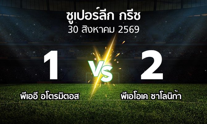ผลบอล : พีเออี อโตรมิตอส vs ซาโลนิก้า (ซูเปอร์ลีก-กรีซ 2026-2027)