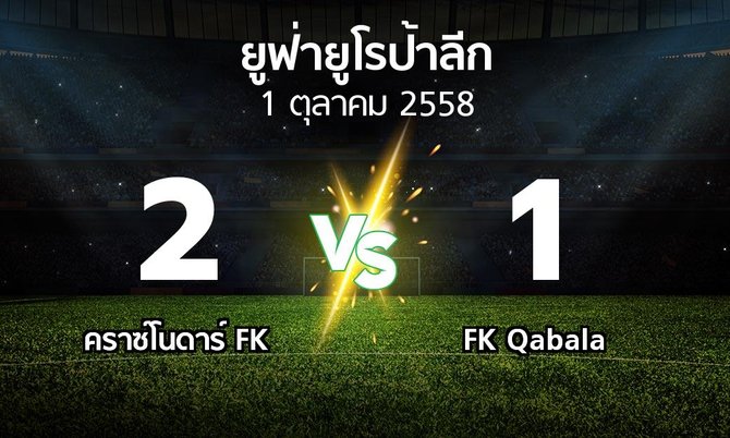 รายงานการแข่งขัน : คราซ์โนดาร์ vs FK Qabala (UEFA Europa League 2015-2016)