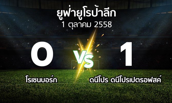 รายงานการแข่งขัน : โรเซนบอร์ก vs ดนีโปร  (UEFA Europa League 2015-2016)