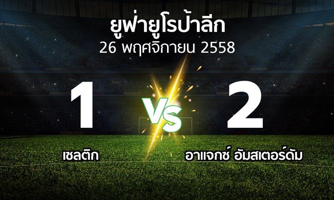 รายงานการแข่งขัน : เซลติก vs อาแจ็กซ์ฯ (UEFA Europa League 2015-2016)