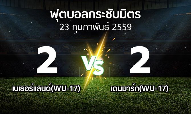 รายงานการแข่งขัน : เนเธอร์แลนด์(WU-17) vs เดนมาร์ก(WU-17) (ฟุตบอลกระชับมิตร)