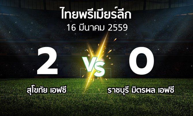 รายงานการแข่งขัน : สุโขทัย เอฟซี vs ราชบุรี (Thailand Premier League 2016)