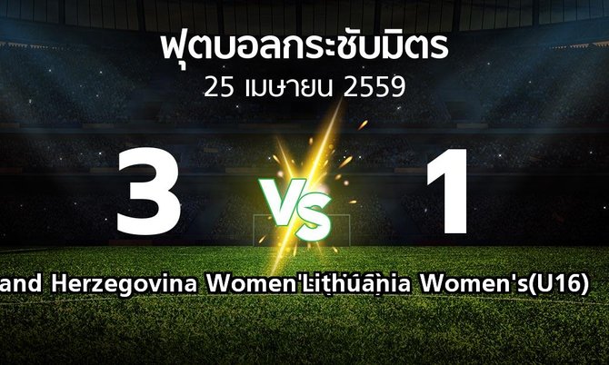 รายงานการแข่งขัน : Bosnia and Herzegovina Women's (U16) vs Lithuania Women's(U16) (ฟุตบอลกระชับมิตร)