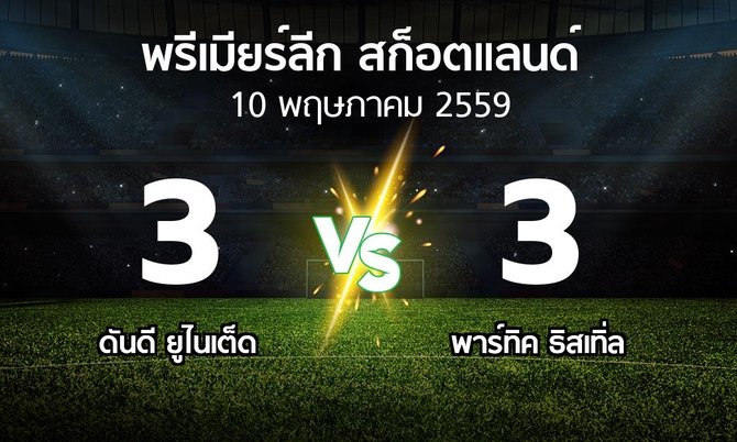 รายงานการแข่งขัน : ดันดี ยูไนเต็ด vs พาร์ทิค ธิสเทิ่ล (scottish premier league 2015-2016)