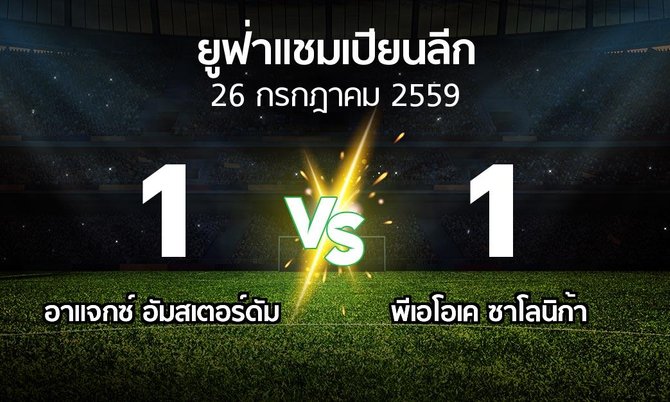 รายงานการแข่งขัน : อาแจกซ์ vs ซาโลนิก้า (UEFA Champions League 2016-2017)