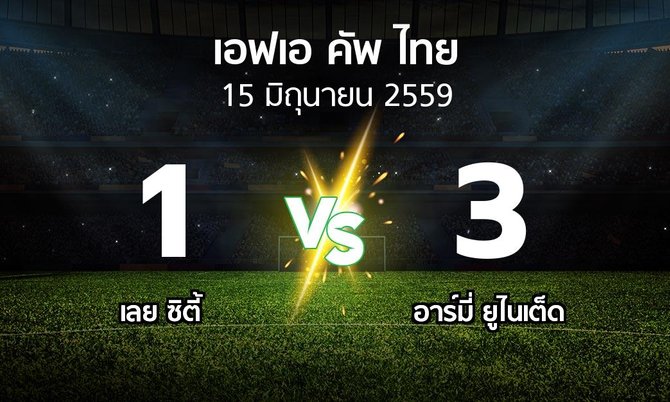 ผลบอล : เลย ซิตี้ vs อาร์มี่ ยูไนเต็ด (ไทยเอฟเอคัพ 2016)