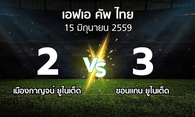 ผลบอล : เมืองกาญจน์ ยูไนเต็ด vs ขอนแก่น ยูไนเต็ด (ไทยเอฟเอคัพ 2016)