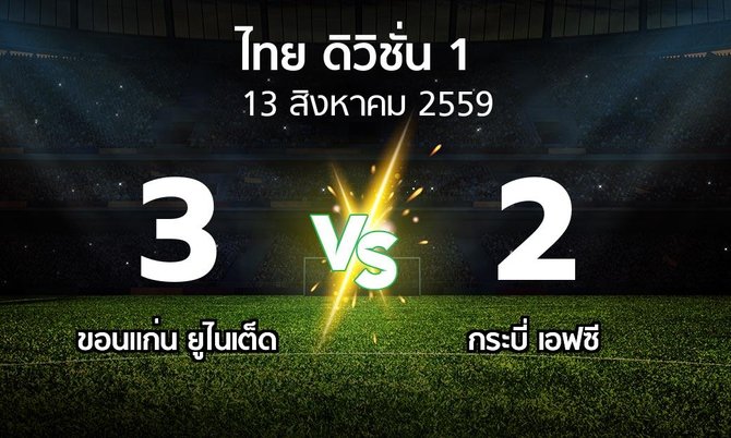 รายงานการแข่งขัน : Khonkaen United vs กระบี่ เอฟซี (Thailand Division 1 2016)