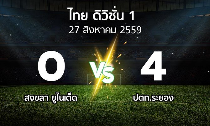 รายงานการแข่งขัน : สงขลา เอฟซี vs ปตท. ระยอง (Thailand Division 1 2016)