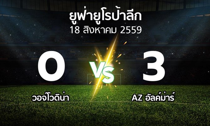 รายงานการแข่งขัน : วอจ์โวดิน่า vs อัลค์ม่าร์ (UEFA Europa League 2016-2017)