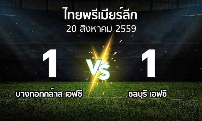 รายงานการแข่งขัน : บางกอกกล๊าส vs ชลบุรี เอฟซี (Thailand Premier League 2016)
