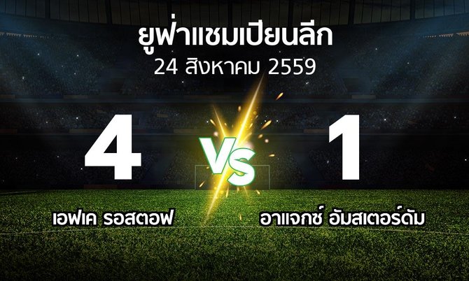 รายงานการแข่งขัน : เอฟเค รอสตอฟ vs อาแจกซ์ (UEFA Champions League 2016-2017)