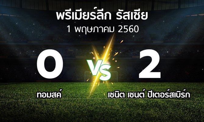 ผลบอล : ทอมสค์ vs เซนิต เซนต์ ปีเตอร์สเบิร์ก (พรีเมียร์ลีก รัสเซีย  2016-2017)