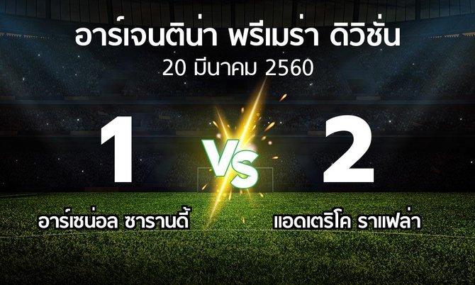 ผลบอล : อาร์เซน่อล ซารานดี้ vs แอดเตริโค ราแฟล่า (อาร์เจนติน่า-พรีเมร่า-ดิวิชั่น 2016-2017)