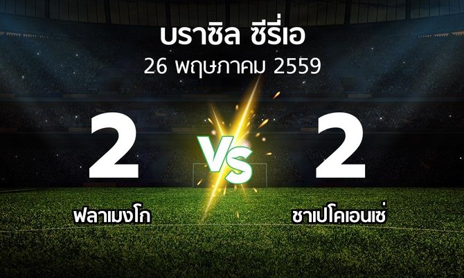 ผลบอล : ฟลาเมงโก vs ชาเปโคเอนเซ่ (บราซิล-ซีรี่เอ 2016)