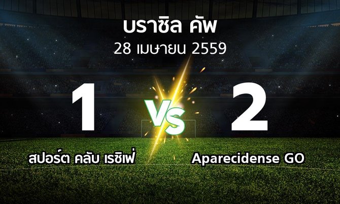 ผลบอล : สปอร์ต คลับ เรซิเฟ่ vs Aparecidense GO (บราซิล-คัพ )
