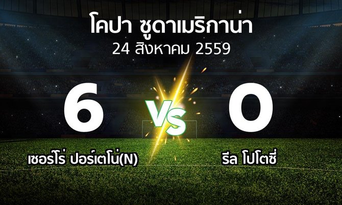 ผลบอล : เซอร์โร่ ปอร์เตโน่(N) vs รีล โปโตซี่ (โคปา-ซูดาเมริกาน่า )