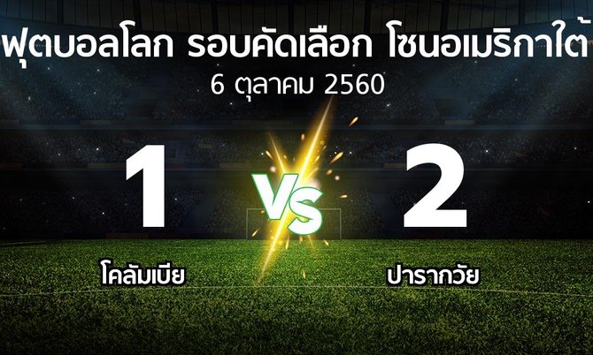 ผลบอล : โคลัมเบีย vs ปารากวัย (ฟุตบอลโลก-รอบคัดเลือก-โซนอเมริกาใต้ 2015-2017)