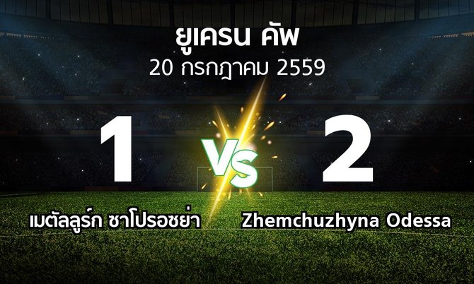 ผลบอล : เมตัลลูร์ก ซาโปรอซย่า vs Zhemchuzhyna Odessa (ยูเครน-คัพ 2016-2017)