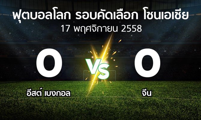 ผลบอล : ฮ่องกง จีน vs จีน (ฟุตบอลโลก-รอบคัดเลือก-โซนเอเชีย 2015-2017)