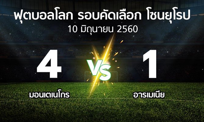 ผลบอล : มอนเตเนโกร vs อารเมเนีย (ฟุตบอลโลก-รอบคัดเลือก-โซนยุโรป 2016-2017)