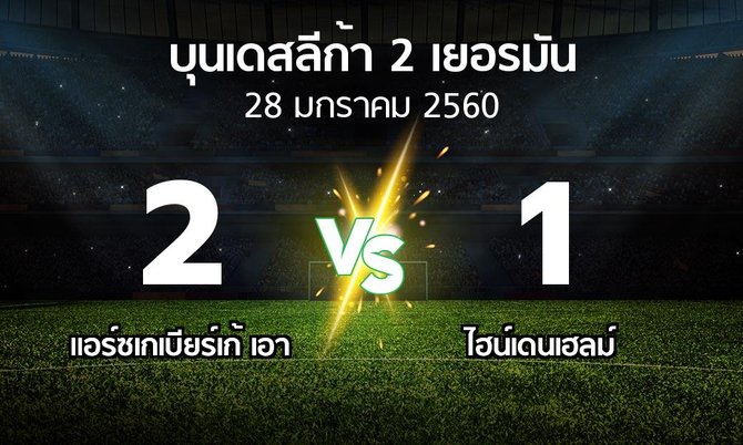 ผลบอล : แอร์ซเกเบียร์เก้ เอา vs ไฮน์เดนเฮลม์ (บุนเดสลีก้า-2-เยอรมัน 2016-2017)