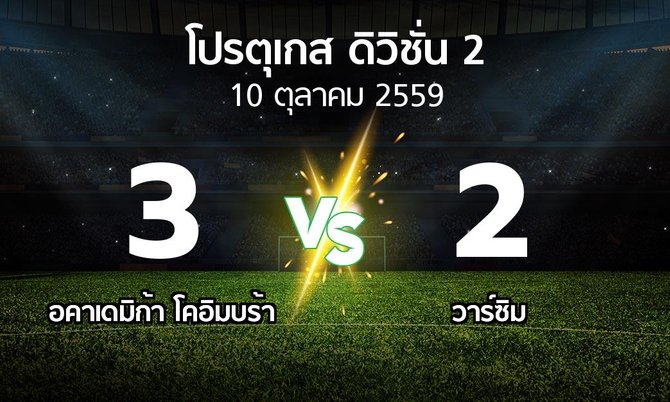 ผลบอล : อคาเดมิก้า โคอิมบร้า vs วาร์ซิม (โปรตุเกส-ดิวิชั่น-2 2016-2017)