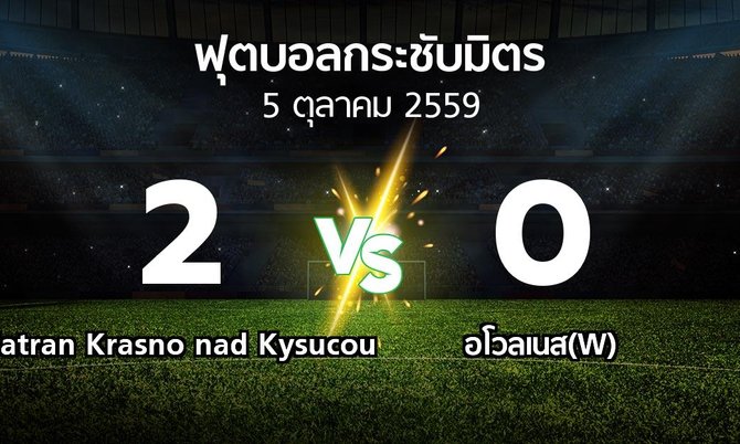 ผลบอล : Tatran Krasno nad Kysucou vs อโวลเนส(W) (ฟุตบอลกระชับมิตร)