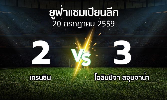ผลบอล : เทรนซิน vs โอลิมปิจา ลจุบจาน่า (ยูฟ่า แชมเปียนส์ลีก 2002-2016)