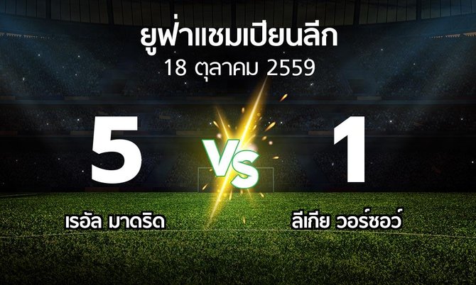 ผลบอล : เรียล เอ็ม vs ลีเกีย  (ยูฟ่า แชมเปียนส์ลีก 2002-2016)
