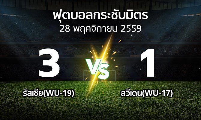 ผลบอล : รัสเซีย(WU-19) vs สวีเดน(WU-17) (ฟุตบอลกระชับมิตร)