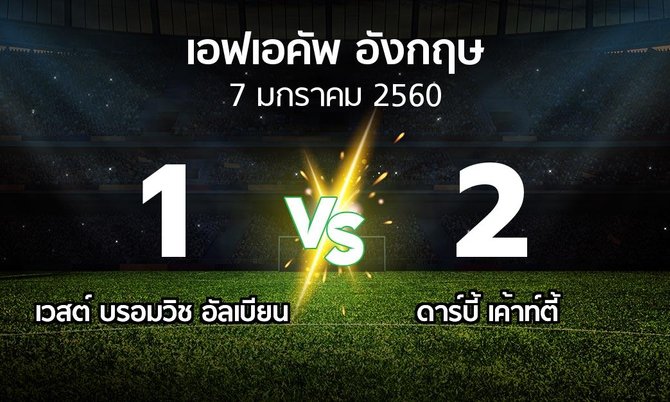 ผลบอล : เวสต์บรอมฯ vs ดาร์บี้ เค้าท์ตี้ (เอฟเอ คัพ 2016-2017)
