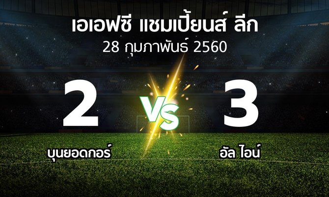 ผลบอล : บุนยอดกอร์ vs อัล ไอน์ (เอเอฟซีแชมเปี้ยนส์ลีก 2017)