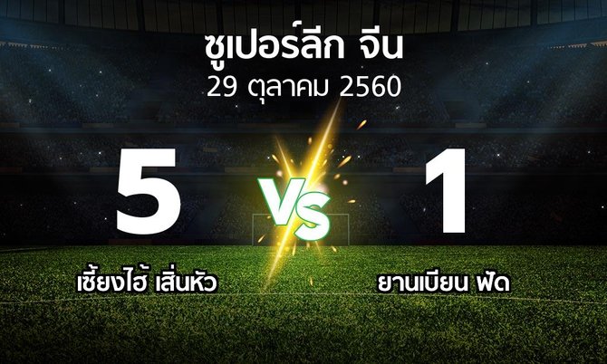 ผลบอล : เซี้ยงไฮ้ เสิ่นหัว vs ยานเบียน ฟัด (ซูเปอร์ลีกจีน 2017)