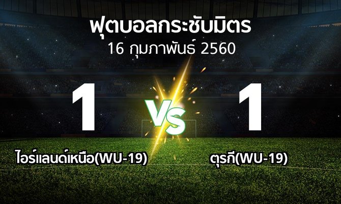 ผลบอล : ไอร์แลนด์เหนือ(WU-19) vs ตุรกี(WU-19) (ฟุตบอลกระชับมิตร)