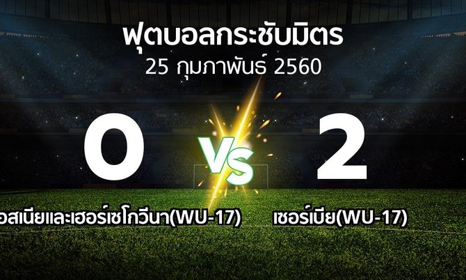 ผลบอล : บอสเนียและเฮอร์เซโกวีนา(WU-17) vs เซอร์เบีย(WU-17) (ฟุตบอลกระชับมิตร)