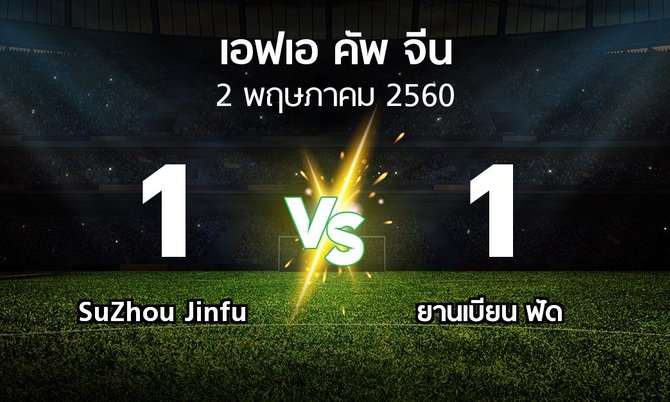 ผลบอล : SuZhou Jinfu vs ยานเบียน ฟัด (เอฟเอ-คัพ-จีน 2017)