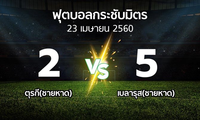 ผลบอล : ตุรกี(ชายหาด) vs เบลารุส(ชายหาด) (ฟุตบอลกระชับมิตร)