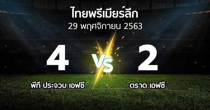 ผลบอล : พีที ประจวบ เอฟซี vs ตราด เอฟซี (ไทยพรีเมียร์ลีก 2020-2021)