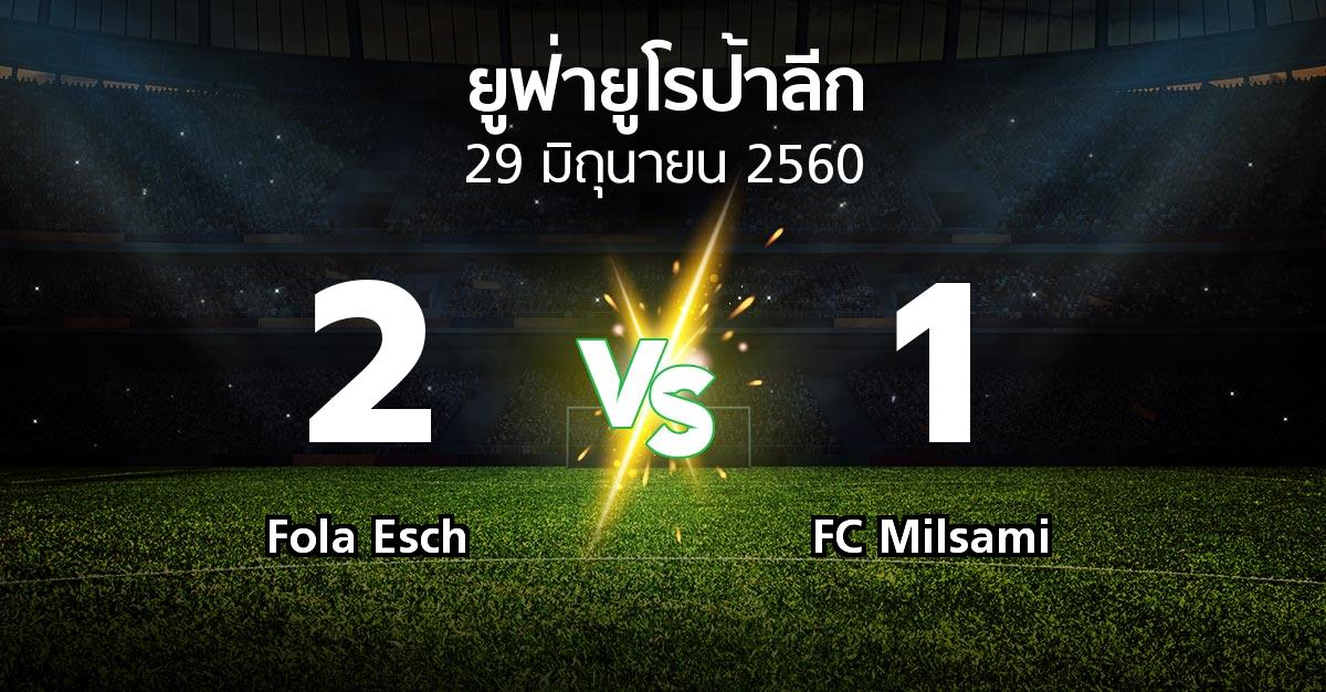 ผลบอล : Fola Esch vs FC Milsami (ยูฟ่า ยูโรป้าลีก 2017-2018)