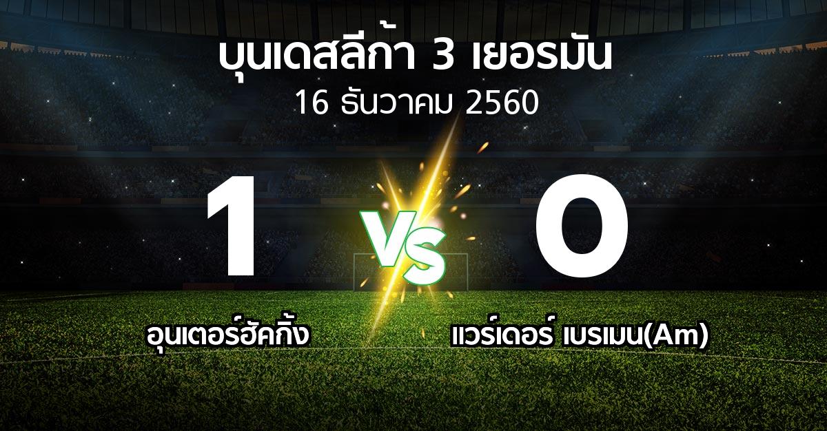 ผลบอล : อุนเตอร์ฮัคกิ้ง vs แวร์เดอร์ เบรเมน(Am) (บุนเดสลีก้า-3-เยอรมัน 2017-2018)