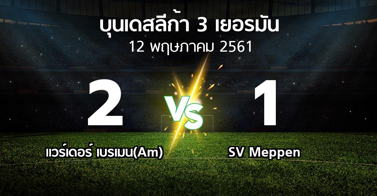 ผลบอล : แวร์เดอร์ เบรเมน(Am) vs SV Meppen (บุนเดสลีก้า-3-เยอรมัน 2017-2018)