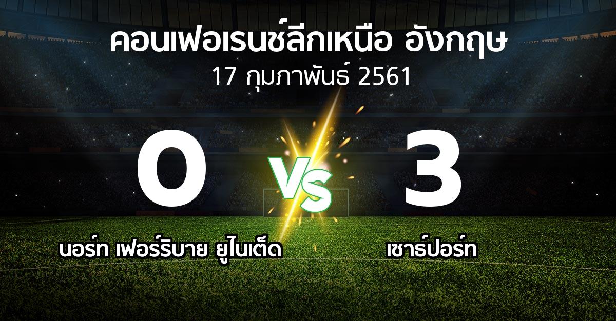 ผลบอล : นอร์ท เฟอร์ริบาย ยูไนเต็ด vs เซาธ์ปอร์ท (คอนเฟอเรนช์ลีกเหนืออังกฤษ 2017-2018)