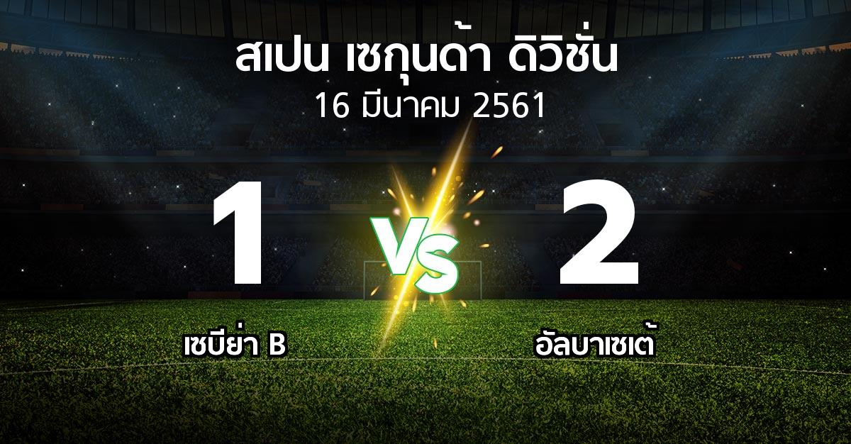 ผลบอล : เซบีย่า B vs อัลบาเซเต้ (สเปน-เซกุนด้า-ดิวิชั่น 2017-2018)