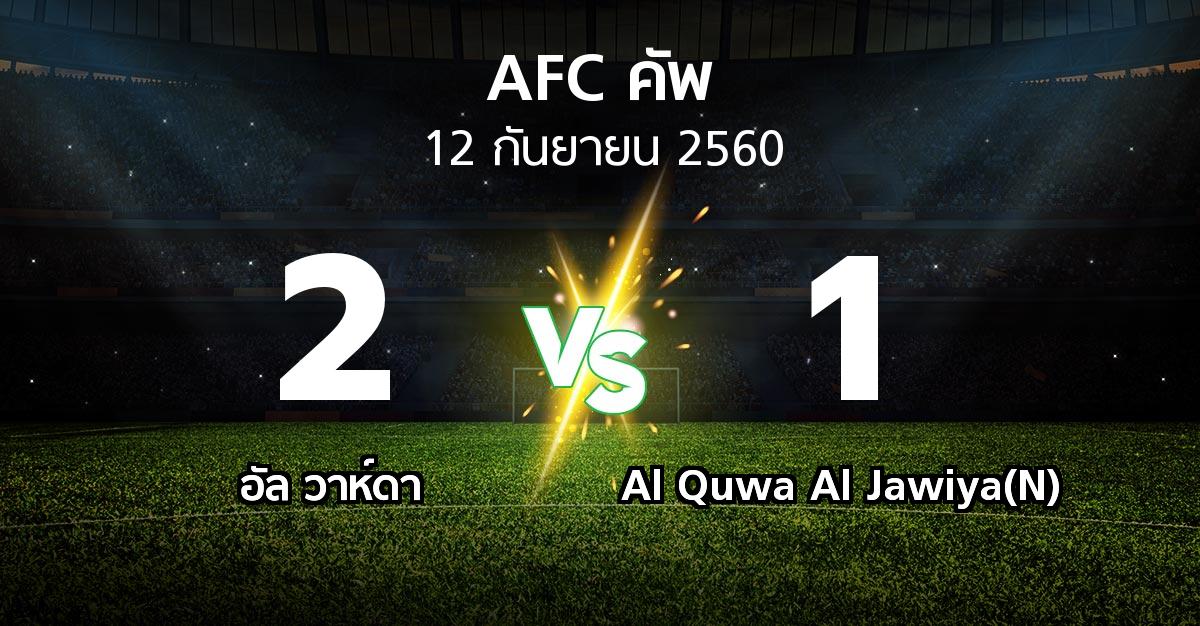 ผลบอล : อัล วาห์ดา vs Al Quwa Al Jawiya(N) (เอเอฟซีคัพ 2017)