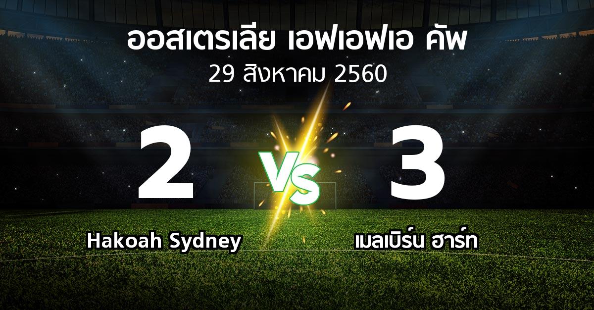 ผลบอล : Hakoah Sydney vs เมลเบิร์น ฮาร์ท (ออสเตรเลีย-เอฟเอฟเอ-คัพ 2017)