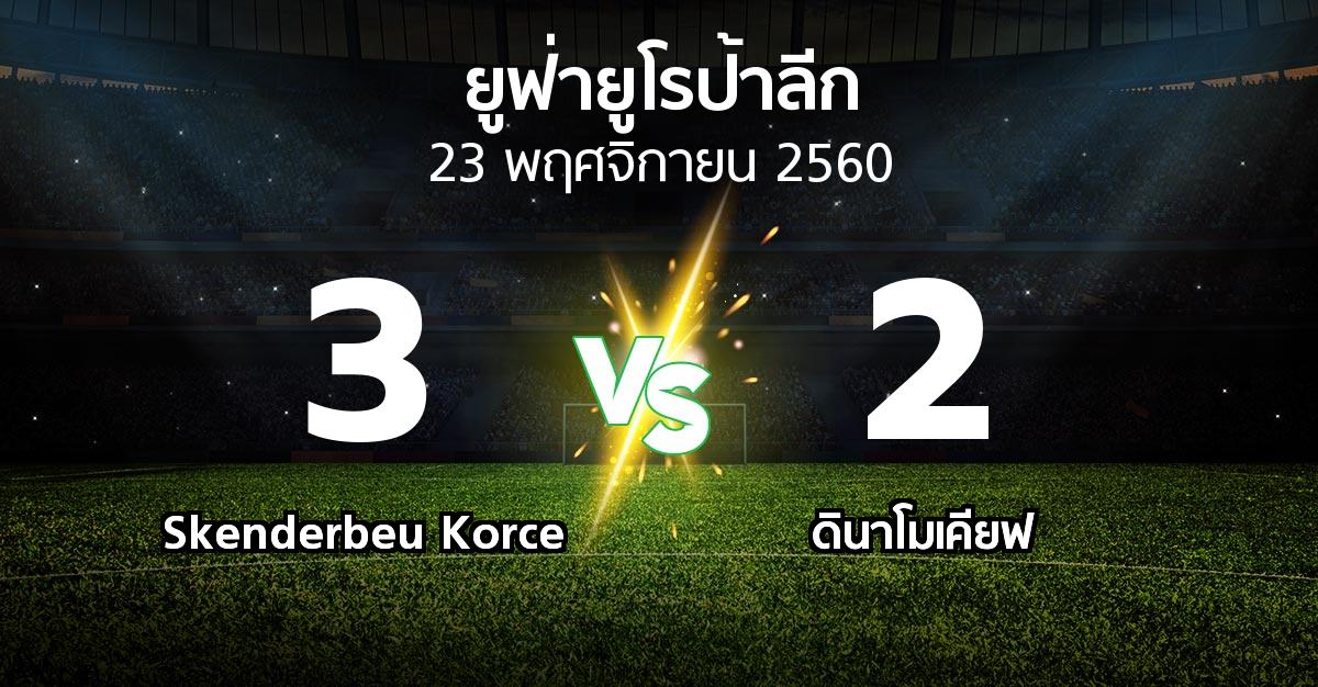 ผลบอล : Skenderbeu Korce vs ดินาโมเคียฟ (ยูฟ่า ยูโรป้าลีก 2017-2018)